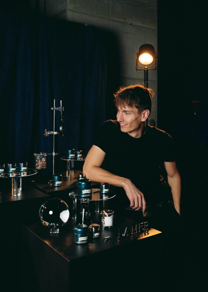 Noah on set — La Mer product shoot